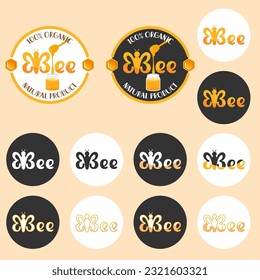 Bee. Honey logo vector. Logo variations