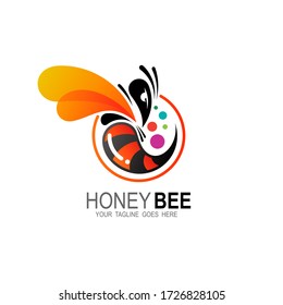 Logotipo de miel de abeja,Vector de logotipo de miel de abeja natural, iconos de animales
