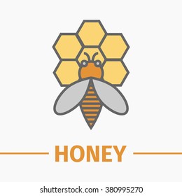 Bee honey natural organic products colored label
