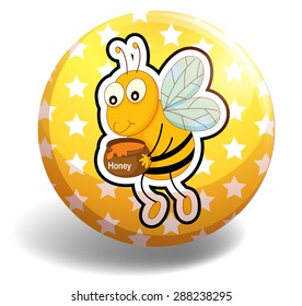 Bee and honey on yellow badge