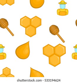 Bee honey pattern. Cartoon illustration of bee honey vector pattern for web