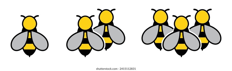 Bee honey set icon, vector illustration