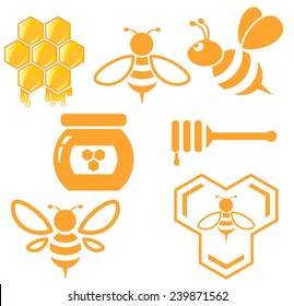 Bee and Honey set. Vector 