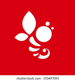 Bee honey sign Branding Identity Corporate vector logo design template Isolated on a red background
