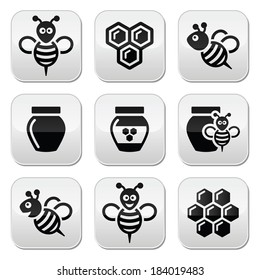 Bee and honey vector buttons 