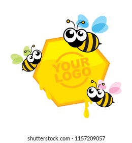 Bee and Honey Vector Cartoon Image