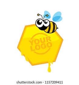 Bee and Honey Vector Cartoon Image