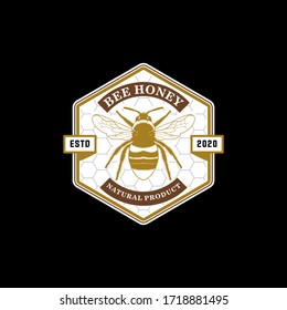 bee honey vector graphic high quality logo premium vintage design template set 