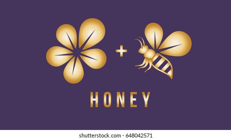Bee and honey vector logo design
