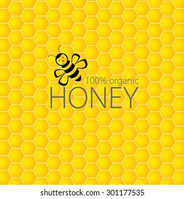 bee and honey vector on yellow illustration
