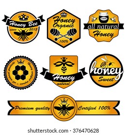 bee honey. Vintage frame with Honey label set template