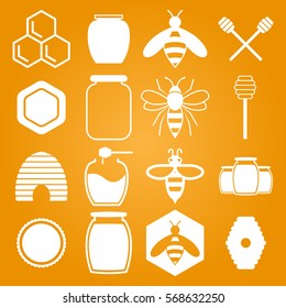 Bee Honey White Vector Shapes for Labels