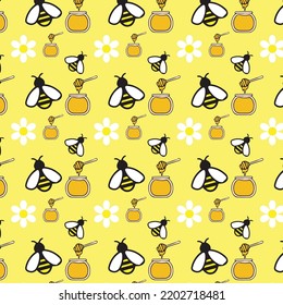 Patrón vectorial de fondo amarillo de miel de abeja