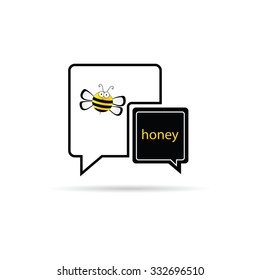 bee with honey yellow speech bubble vector illustration