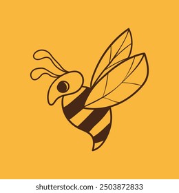 Abeja. Logotipo abstracto de la abeja melífera. Abeja simple Ilustración vectorial.