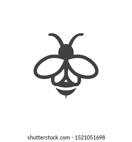 BEE, HONEYBEE ICON, PICTURE, FLAT BLACK GRAPHIC, VECTOR