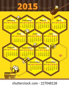 bee and honeycomb calendar on yellow background