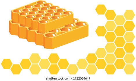 Bee honeycomb decorated around a hexagon