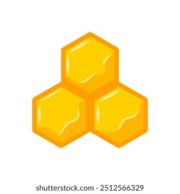 Bee honeycomb, honeycomb filled with golden honey, honey in honeycombs. Vector illustration.