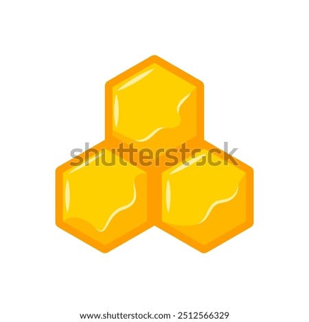 Bee honeycomb, honeycomb filled with golden honey, honey in honeycombs. Vector illustration.