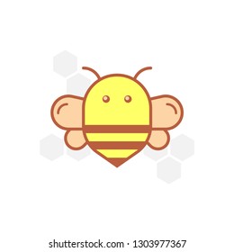 Bee and honeycomb in flat design icon style.