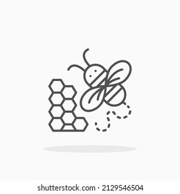 Bee honeycomb fly line icon. Editable stroke and pixel perfect. Can be used for digital product, presentation, print design and more.
