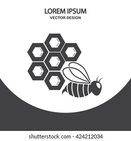 Bee and honeycomb icon on the background