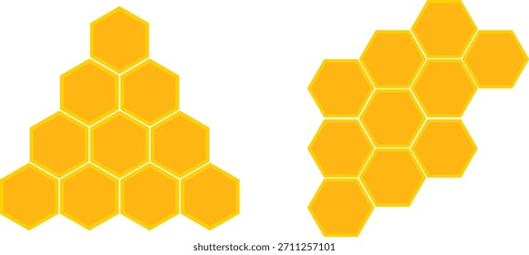 Conjunto de iconos de abeja y panal. Patrón de hexágono e interfaz de Organización estructural