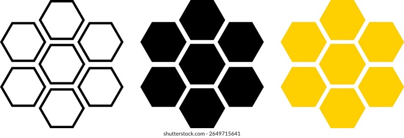 bee honeycomb icon set. Honey comb cartoon. Natural food. honeycomb pattern. Honey symbol. Beehive sign
