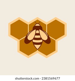 Bee and honeycomb icon vector isolated on white background. Bee logo design.