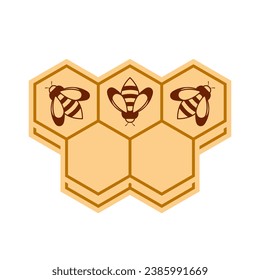 Bee and honeycomb icon vector isolated on white background. Bee logo design.