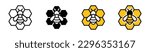 Bee and honeycomb icons vector set. Symbol of honey bee, beehive, bee, honey, hive, beekeeping icons collection in line, flat, and color style. Vector illustration