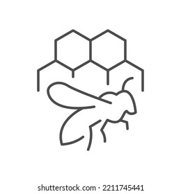 Icono de línea de abeja y abeja