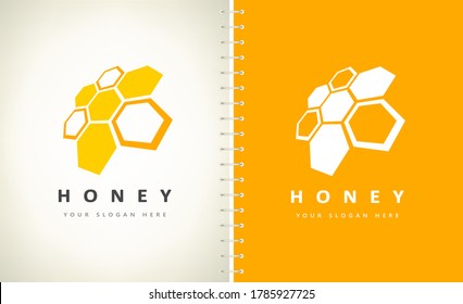 bee honeycomb logo vector design