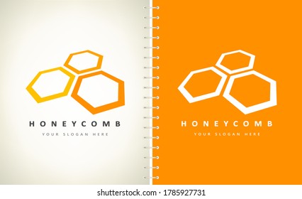 bee honeycomb logo vector design