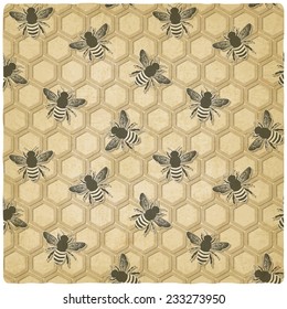 bee honeycomb pattern old background - vector illustration. eps 10