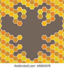 Bee honeycomb with bee pattern, vector backgrounds, honey texture