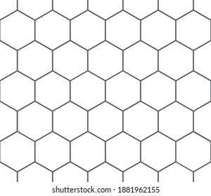 Bee Honeycomb Seamless Pattern, Art Honey Texture. Black And White Honeycomb Hexagon Pattern.
