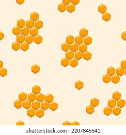 Bee and honeycomb seamless vector pattern. Hand drawn engraving style illustration