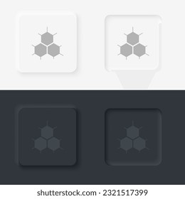 Bee, honeycomb, smart, neomorphism style, vector icon with button