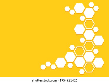 Bee honeycomb vector pattern. Honey background with hexagons. Yellow and white geometric texture. Abstract illustration