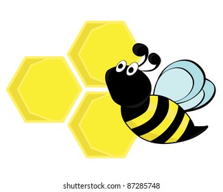 A bee with honeycombs