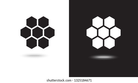 Bee honeycombs vector illustration on black and white background