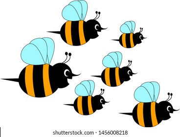 Horda de abejas, ilustración, vector sobre fondo blanco.