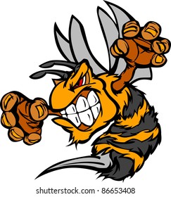 Bee or Hornet Fighting Mascot Body Vector Illustration