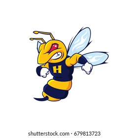 Bee Hornet Mascot isolated on white background Vector Illustration