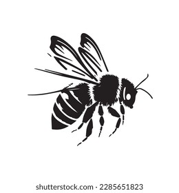 Bee, hornet, wasp, bumblebee vector image on a white background. Vector illustration silhouette svg.