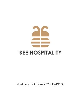 Bee Hospitality Logo Design Simple Cute