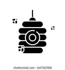 Bee house black icon, concept illustration, vector flat symbol, glyph sign.