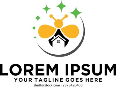 Bee house cleaning service logo